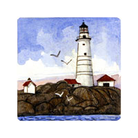 Struna Galleries of Cape Cod Original Copper Plate Engravings  - Purchase this Boston Light Online!