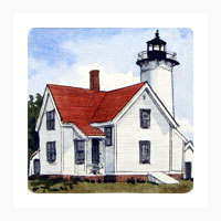 Struna Galleries of Cape Cod Original Copper Plate Engravings  - Purchase this West Chop Light Online!