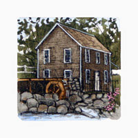 Struna Galleries of Brewster and Chatham, Cape Cod Original Copper Plate Engravings  - Purchase this Brewster Grist Mill Online!