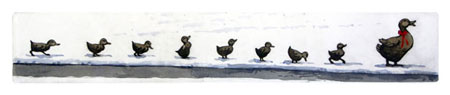Struna Galleries of Brewster and Chatham, Cape Cod Original Copper Plate Engravings  - Purchase this Make Way For Ducklings - Winter Online!