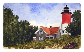 Struna Galleries of Brewster and Chatham, Cape Cod Original Copper Plate Engravings  - Purchase this Nauset Lighthouse Online!
