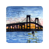 Struna Galleries of Brewster and Chatham, Cape Cod Original Copper Plate Engravings  - Purchase this Newport Bridge Online!