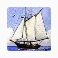 Struna Galleries of Brewster and Chatham, Cape Cod Original Copper Plate Engravings  - Purchase this Schooner Online!