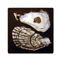 Struna Galleries of Brewster and Chatham, Cape Cod Original Copper Plate Engravings  - Purchase this Oyster dark background Online!